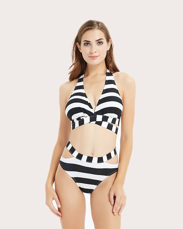 Black and white classic bikini swimsuit