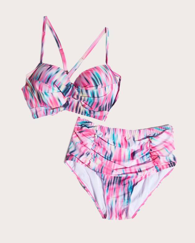 The Tie-dye print with sexy high waisted design bikini
