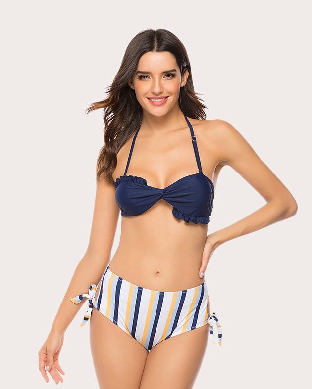 A fashion sexy Sapphire blue and stripe bikini