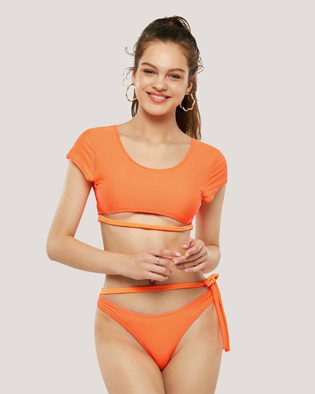 Women Hollow Out Design Cover Up Two Piece Bikini